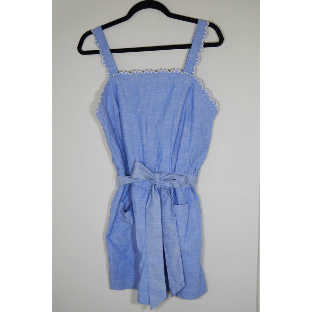 NWT loft romper blue and white with pockets size medium